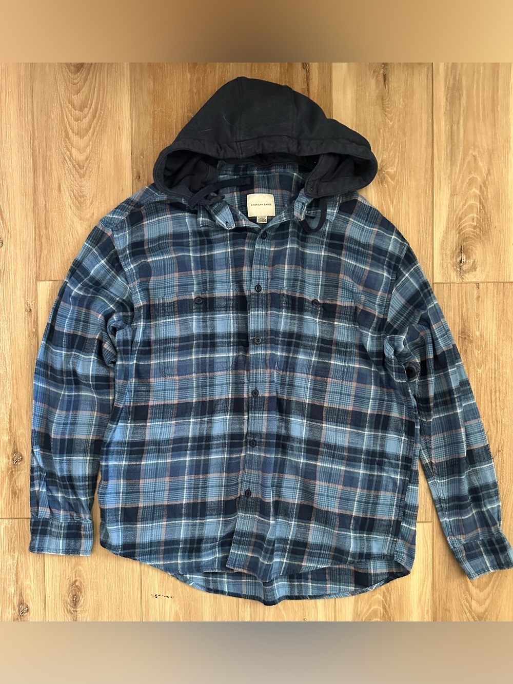 American Eagle Flannel Plaid Hoodie XL